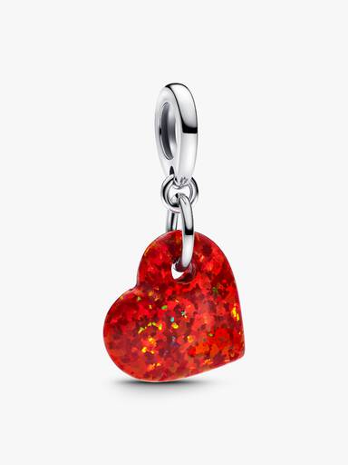 Charm Pendant Cœur Rouge Opalescent