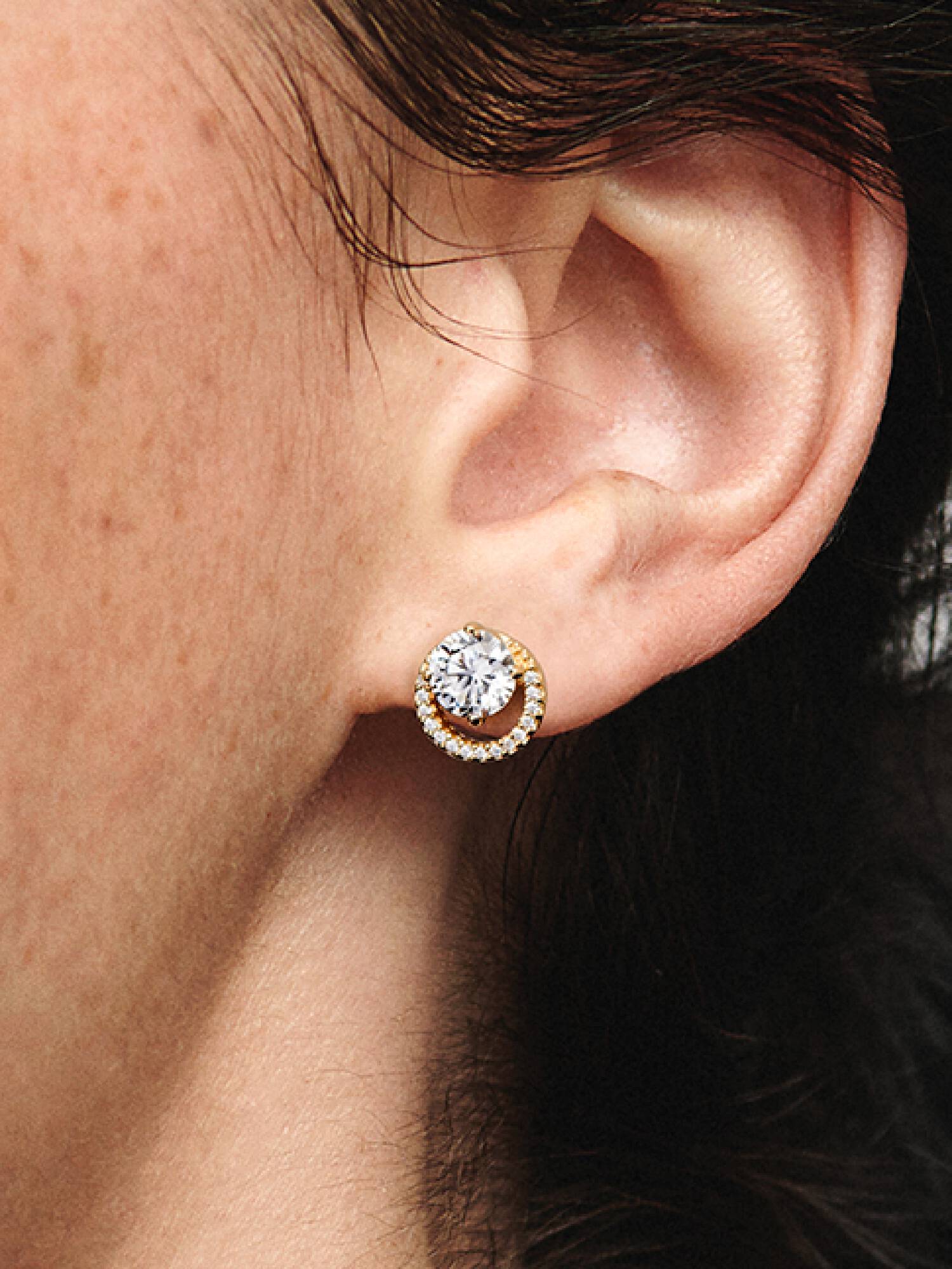 Clous d'Oreilles Halo Rond Scintillant