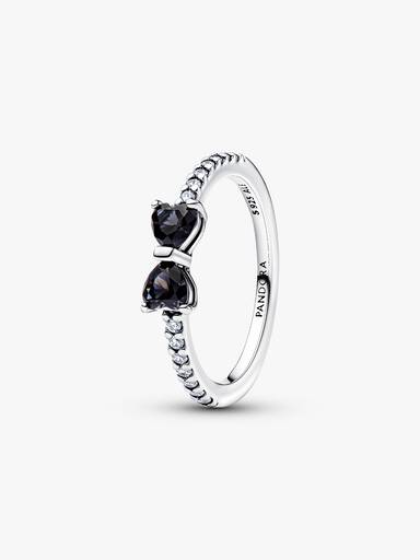 Sprankelende ring met zwarte strik