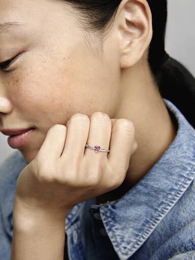 Bague Cœur Rouge Scintillant