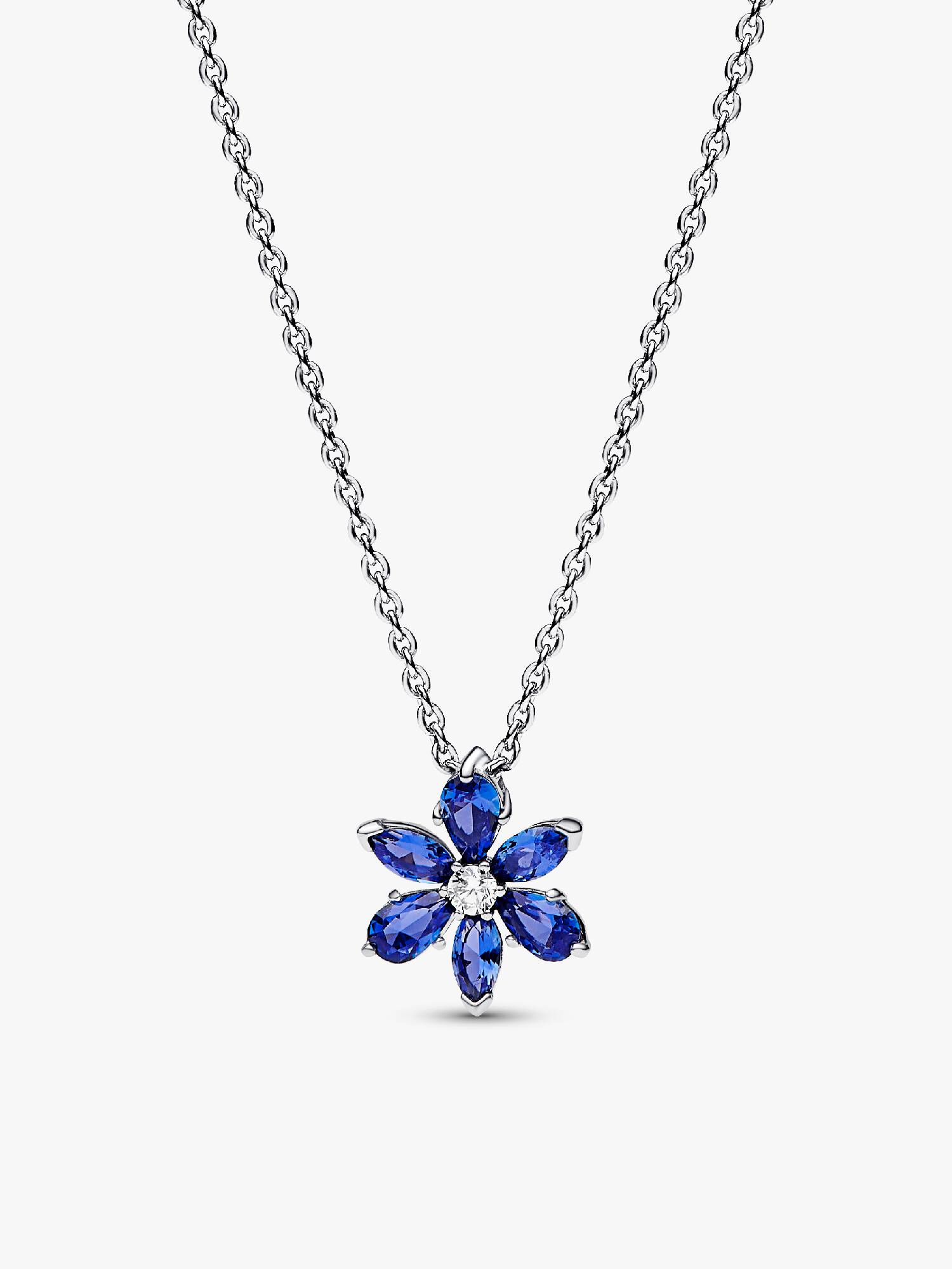 Sprankelende Blauwe Herbarium Cluster Ketting met Hanger