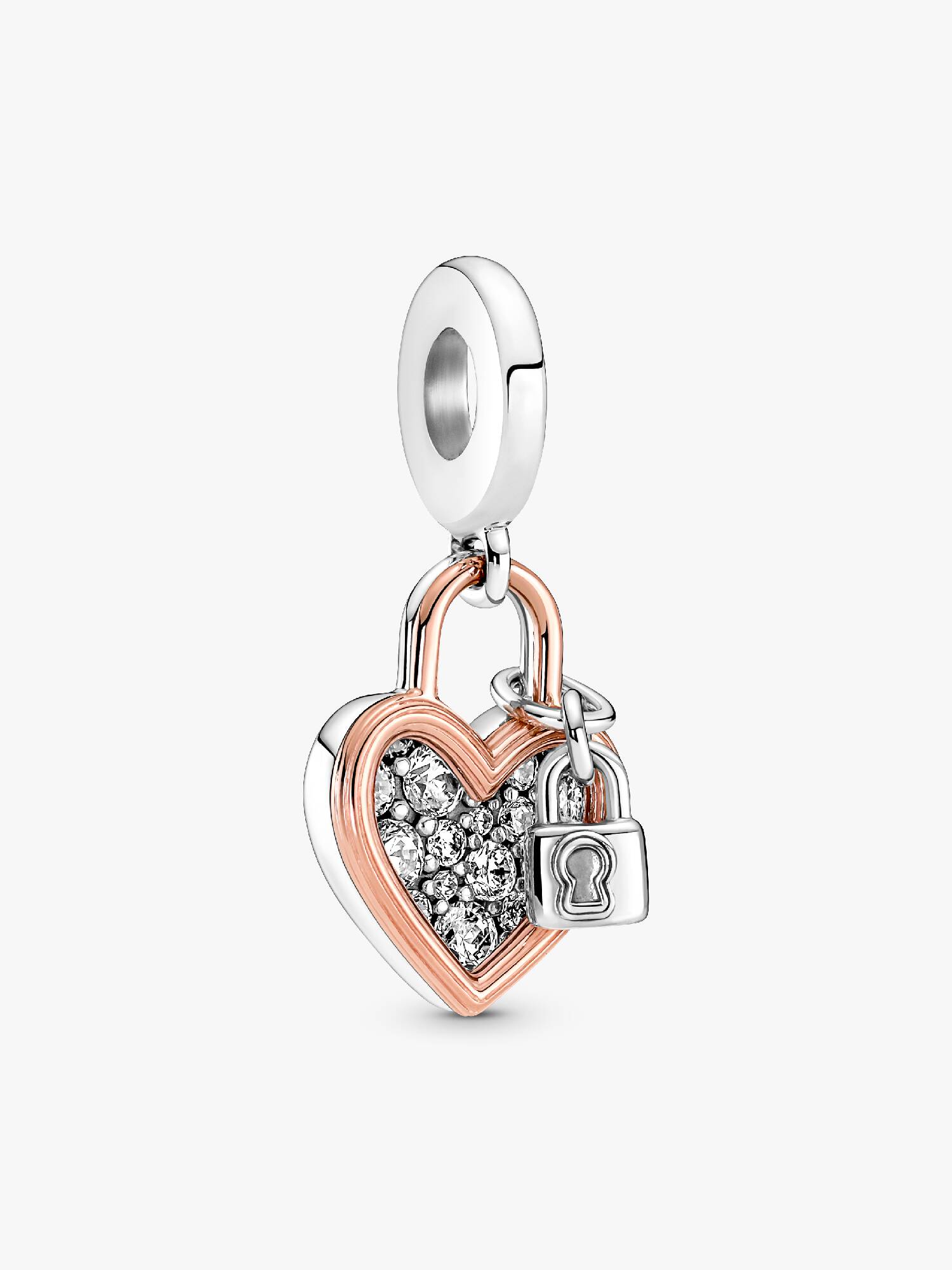 Charm Pendant Double Cadenas Cœur