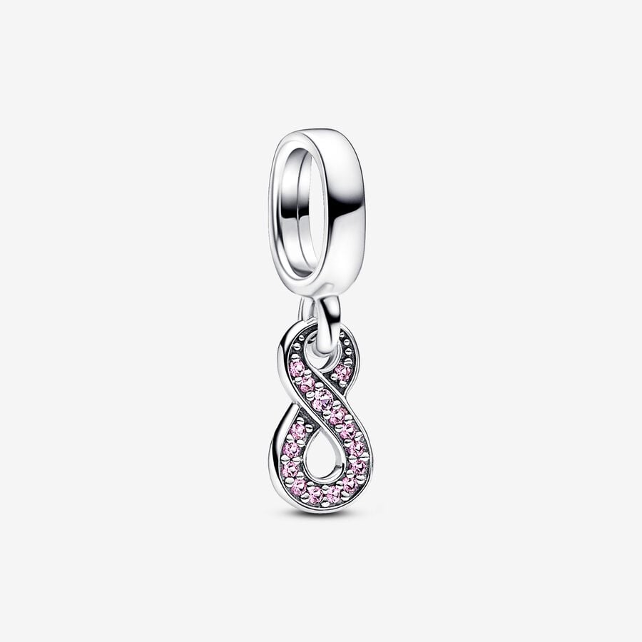 Infinity sterling silver dangle with cerise and phlox pink crystal image number 0