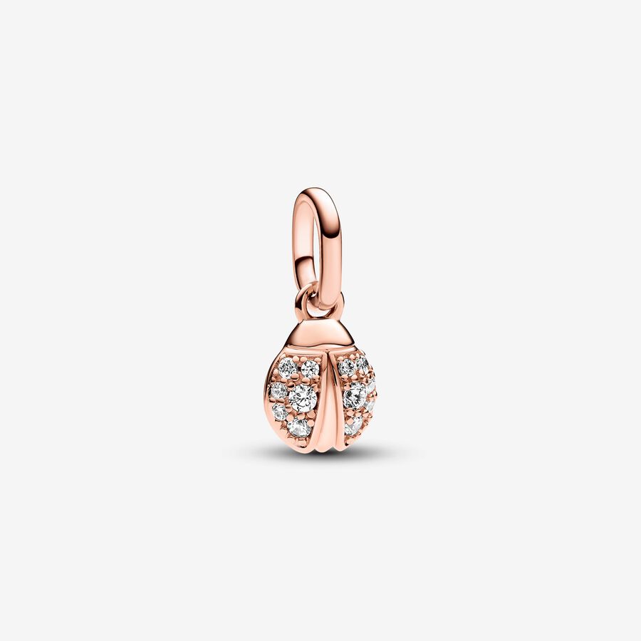 Ladybird 14k rose gold-plated mini dangle with clear cubic zirconia image number 0