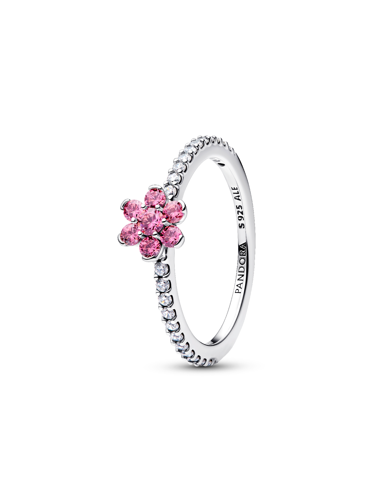 Bague Fleur Rose Scintillante