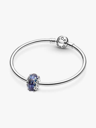 Charm en Verre de Murano Bleu Galaxie & Étoile
