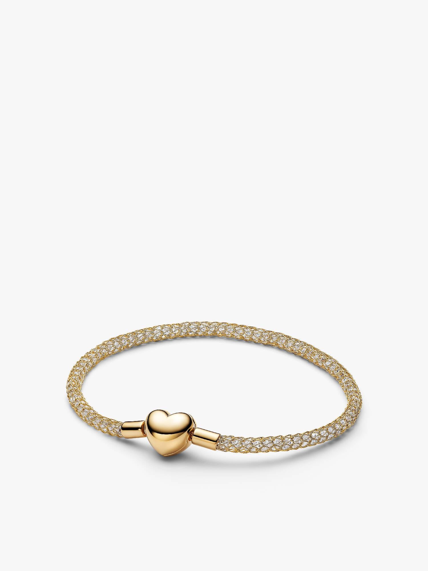 Bracelet en Maille Tissée Scintillant Fermoir Cœur 