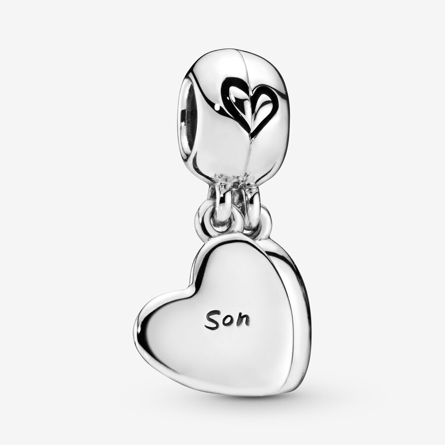 Mother and son splitable silver dangle with black enamel image number 0