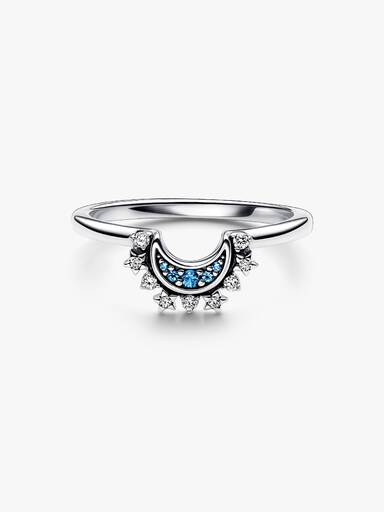 Bague Céleste Lune Scintillante Bleue