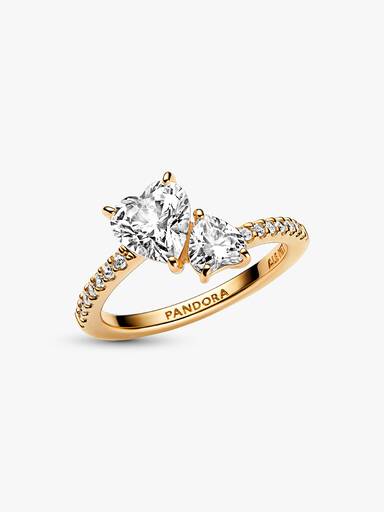 Dubbel hart sprankelende ring