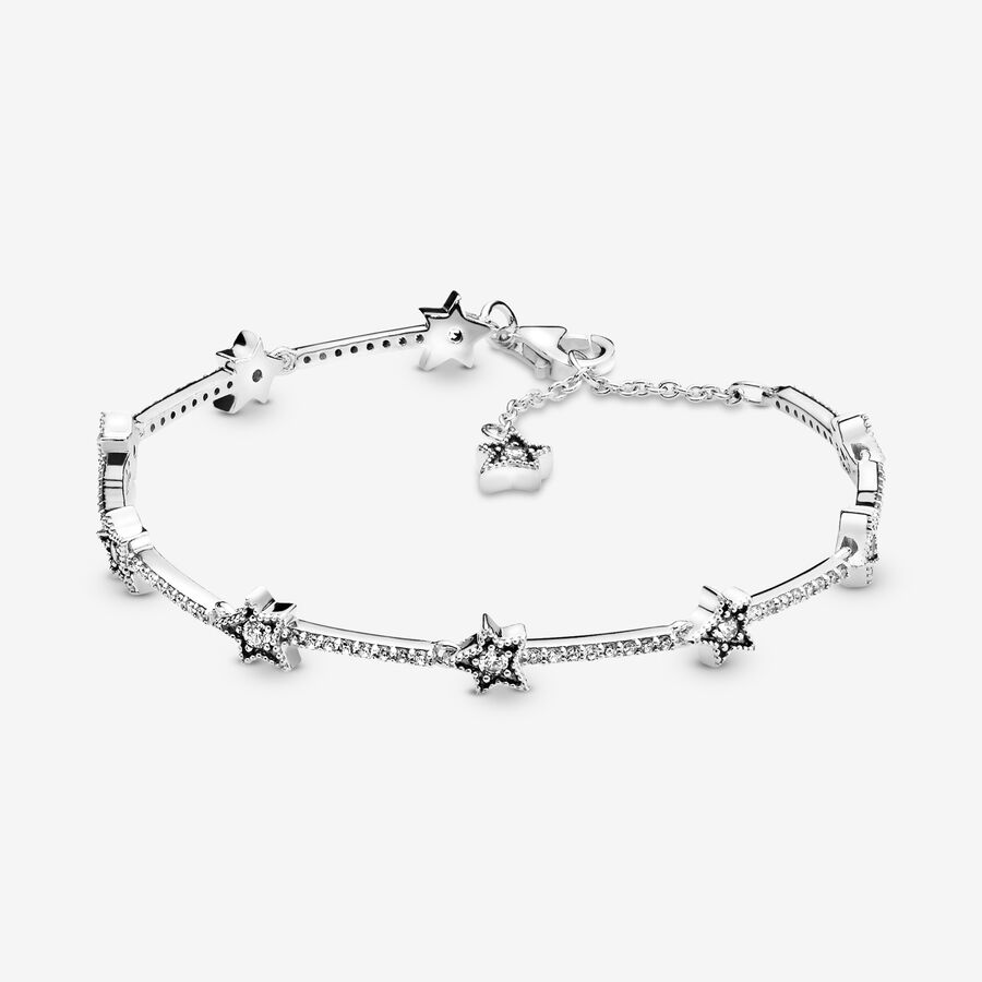 Star sterling silver bracelet with clear cubic zirconia image number 0