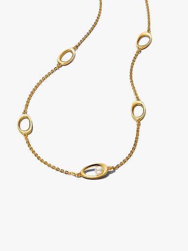 Collier Ovale de Forme Organique & Perle de Culture d'Eau Douce Traitée