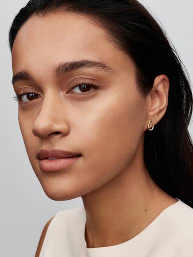 Clous d'Oreilles Ovales Sertis de Pierres de Forme Organique