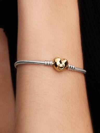 Slangenschakelarmband met hartvormige sluiting