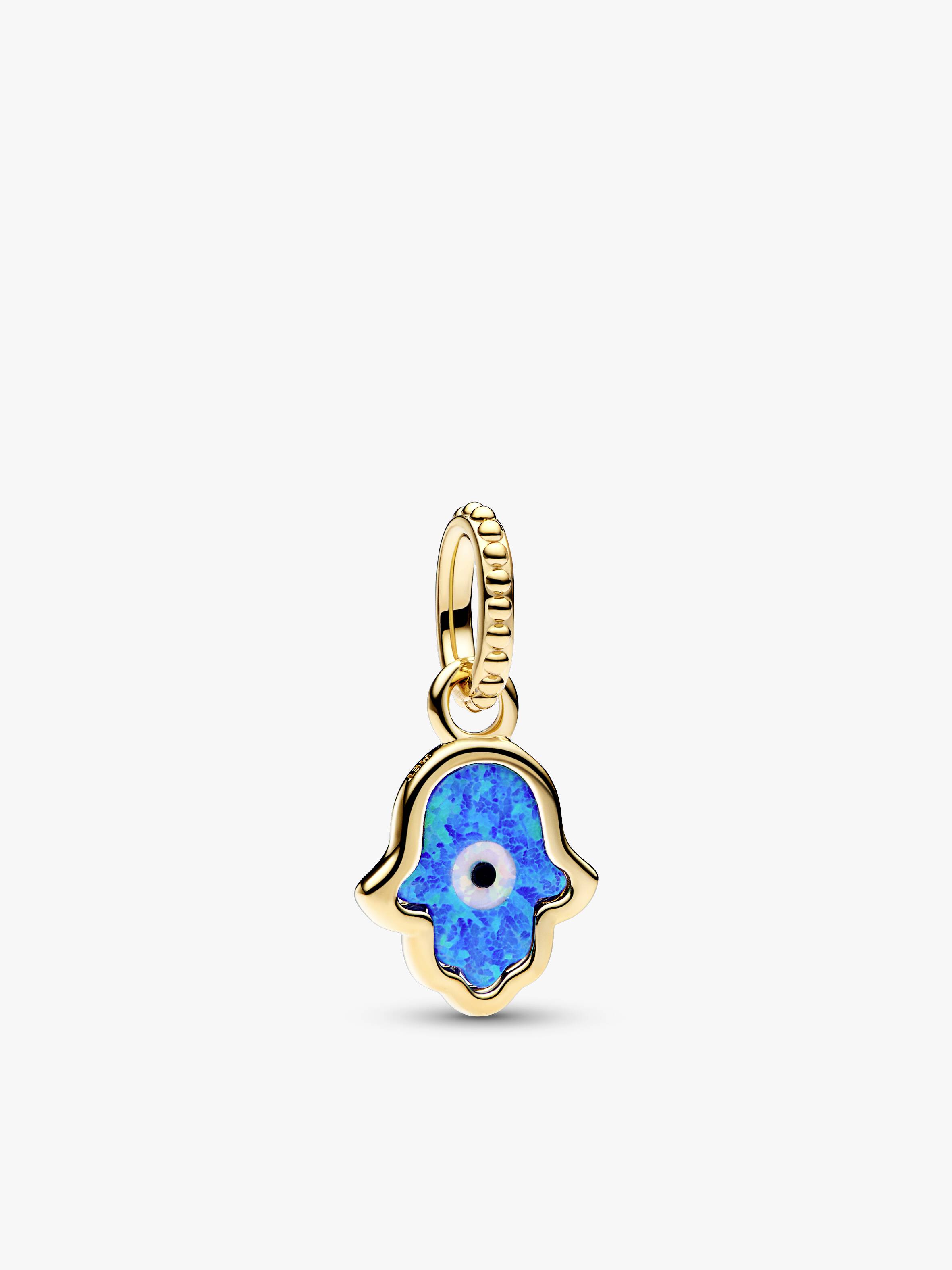 Charm Pendant Main de Fatma Bleue Opalescente