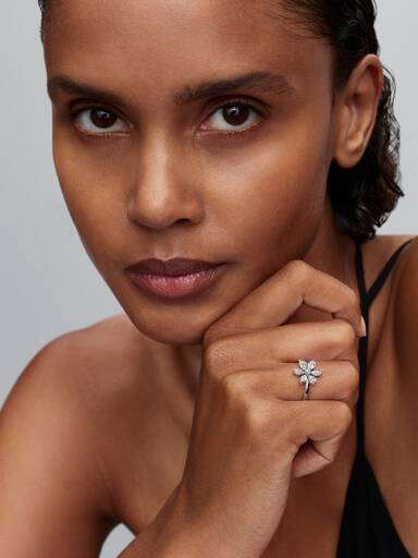 Bague de Cocktail Fleur Scintillante Herbier