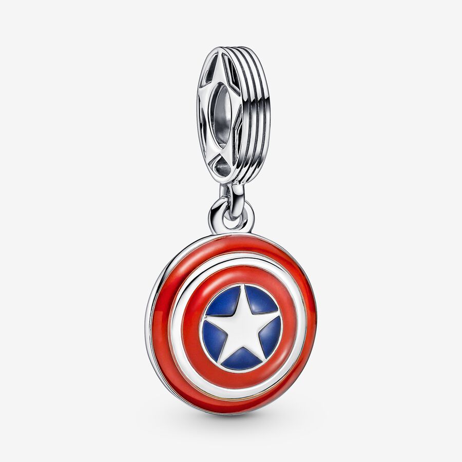 Marvel Captain America Shield sterling silver dangle with blue and red enamel image number 0