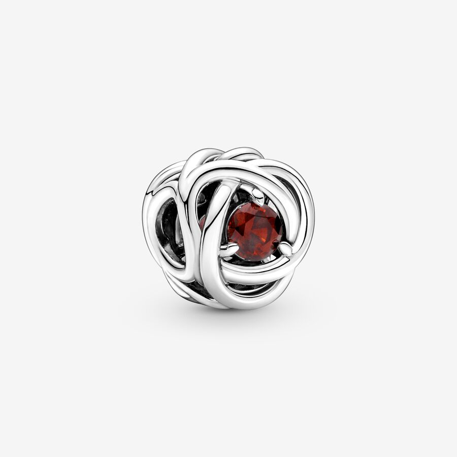 Sterling silver charm with salsa red crystal image number 0