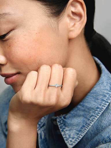 Bague Solitaire Étoile Scintillante Céleste