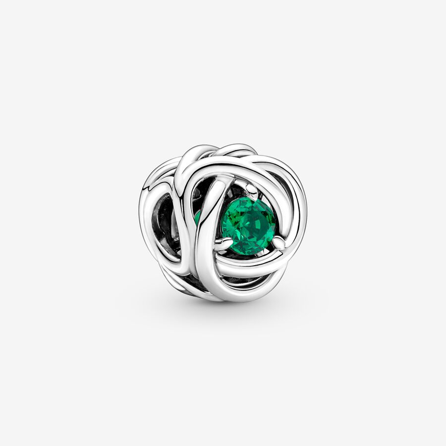 Sterling silver charm with royal green crystal image number 0