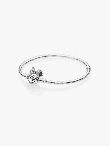Disney Pandora Moments Pavé Minnie Mouse Snake Chain Cliparmband