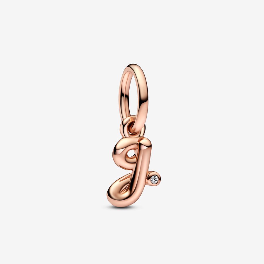 Letter g 14k rose gold-plated dangle with clear cubic zirconia image number 0