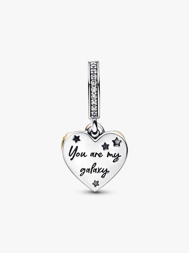 Charm Pendant Double Cœurs Étoile Filante