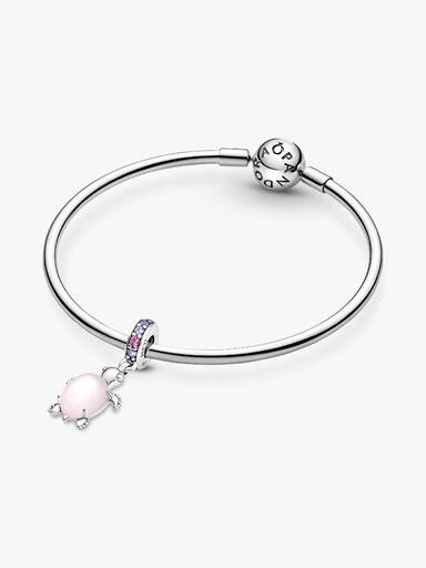 Charm Pendant Tortue de Mer Rose en Verre de Murano