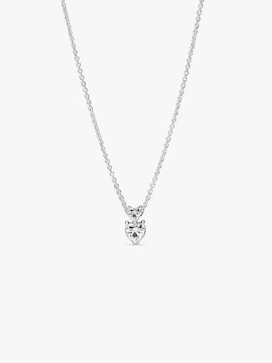 Collier Scintillant Pendentif Cœur Double