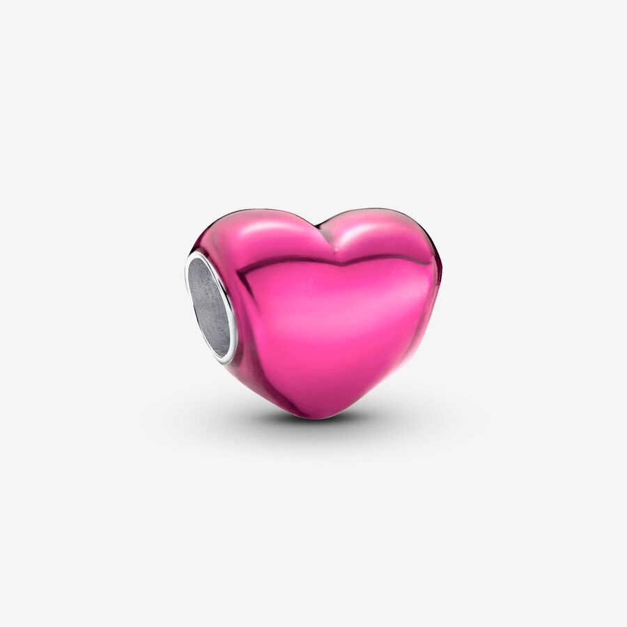 Heart sterling silver charm with transparent pale cerise enamel image number 0