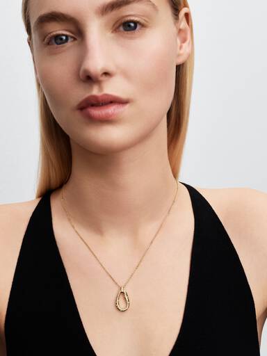Collier à Pendentif Serti de Pierres de Forme Organique