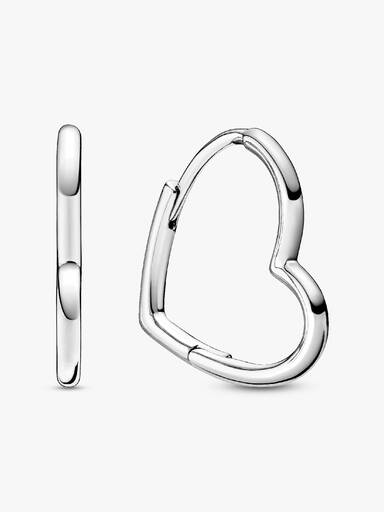 Small asymmetric heart sterling silver hoop earrings