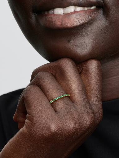 Anneau Semi-Éternité Vert Scintillant