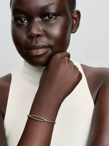 Bracelet Jonc Ouvert Bicolore Entrelacé
