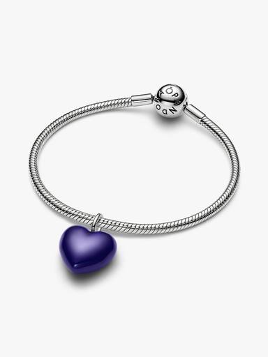 Charm Pendant Cœur Tridimensionnel Bleu