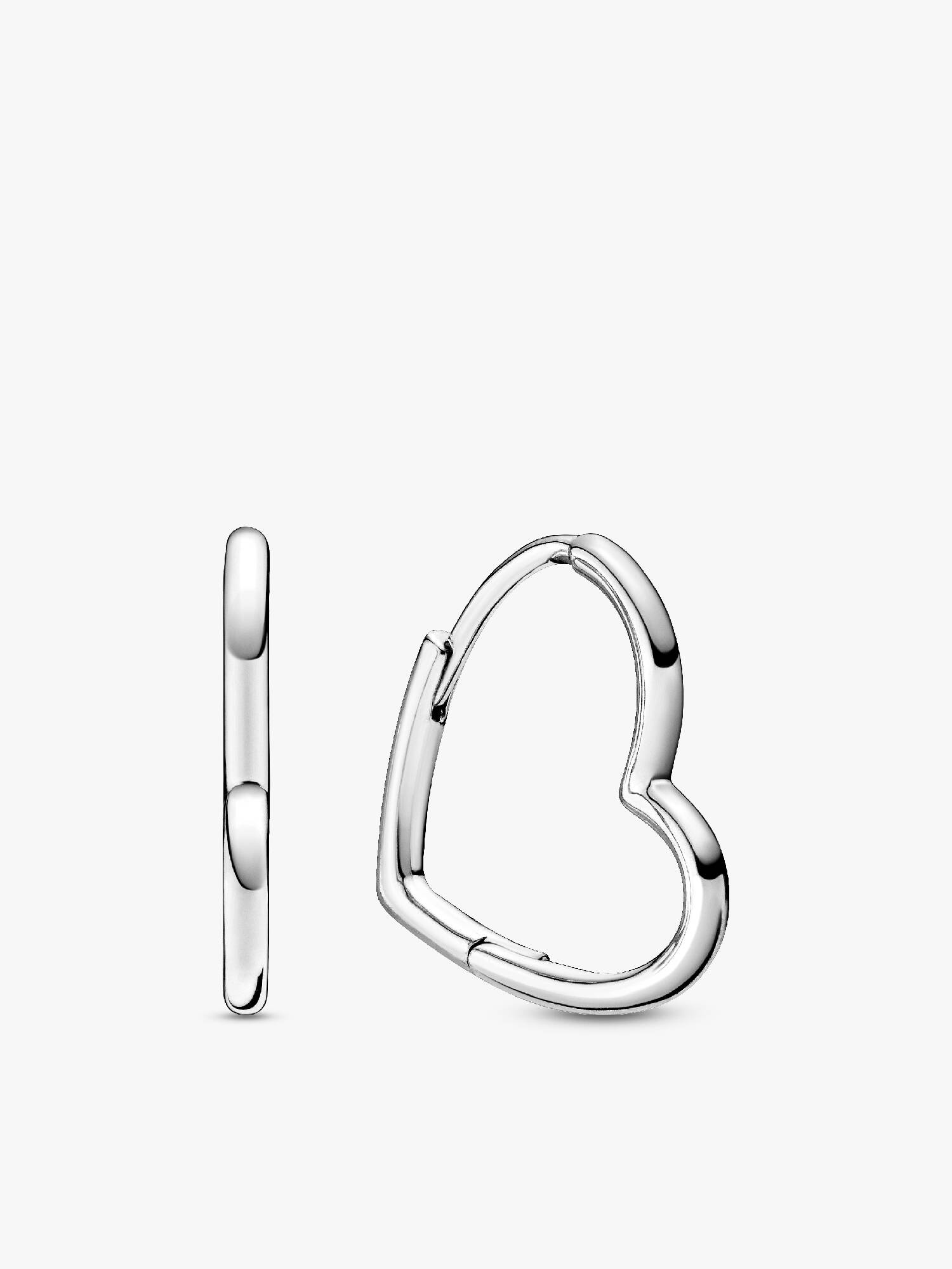 Small asymmetric heart sterling silver hoop earrings