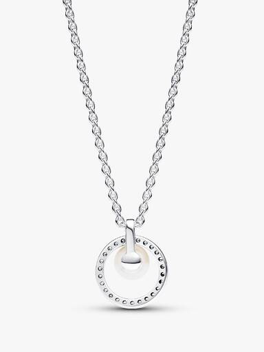 Collier met behandelde gecultiveerde zoetwaterparel en pavé