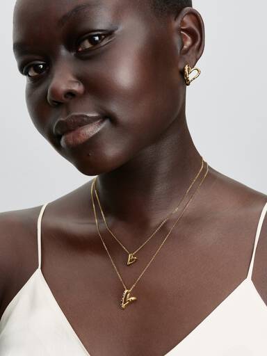 Collier à Pendentif Cœur Serti de Pierres de Forme Organique