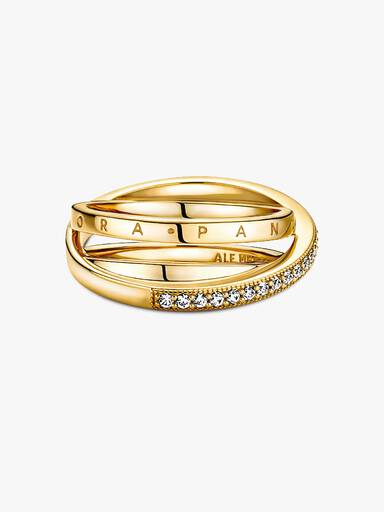 Anneau Triple Pavé Croisé