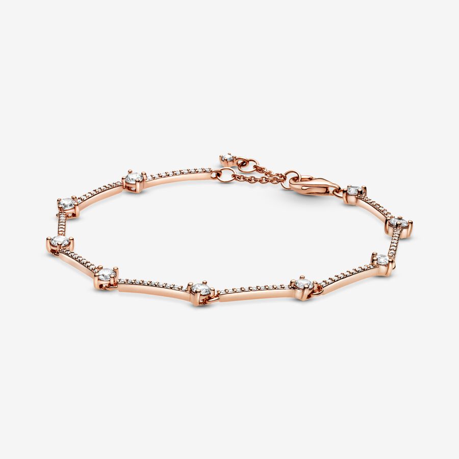 14k Rose gold-plated bracelet with clear cubic zirconia image number 0