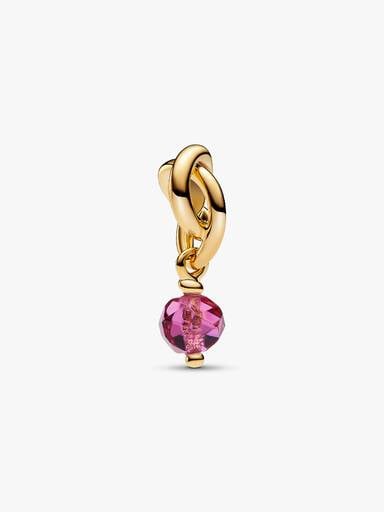 Octobre Charm Pendant Cercle de l'Éternité Rose Facetté