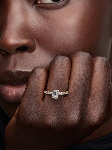 Bague Halo Scintillant Rectangulaire