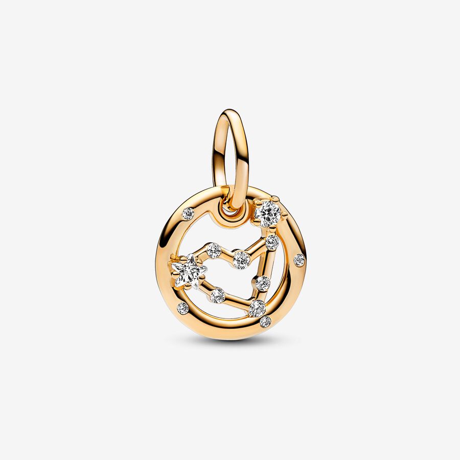 Capricorn zodiac 14k gold-plated dangle with clear cubic zirconia image number 0