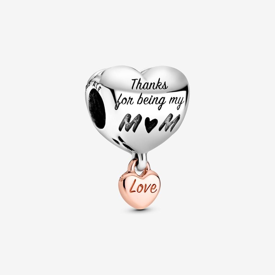 Heart sterling silver and 14k rose gold-plated charm image number 0