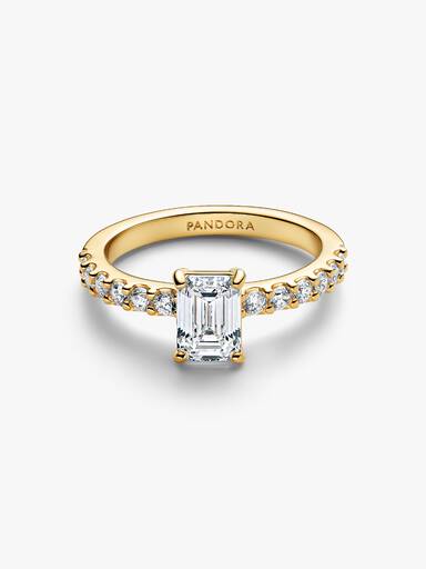 Bague Halo Scintillant Rectangulaire