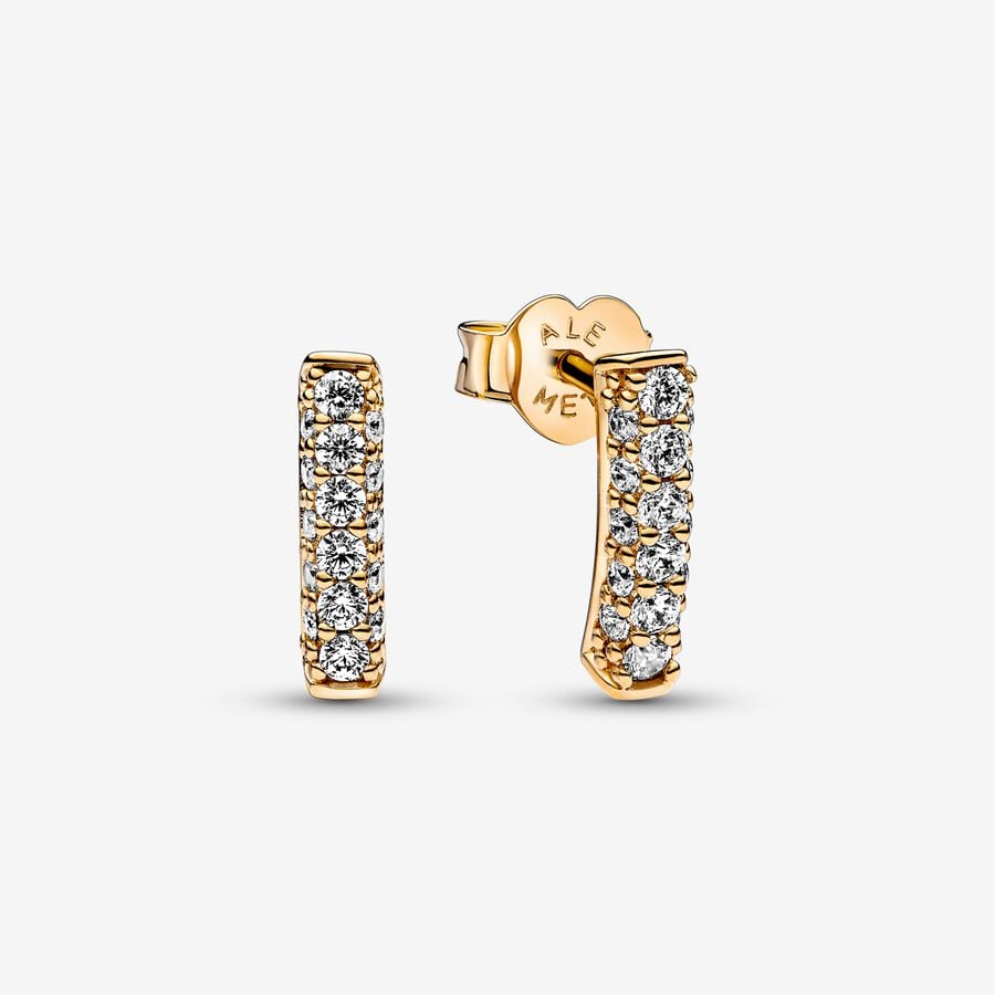 14k Gold-plated stud earrings with clear cubic zirconia image number 0