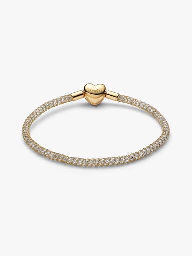 Bracelet en Maille Tissée Scintillant Fermoir Cœur