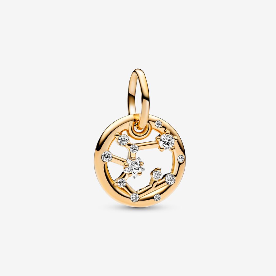 Sagittarius zodiac 14k gold-plated dangle with clear cubic zirconia image number 0