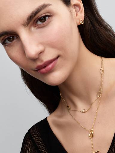 Collier Ovale de Forme Organique & Perle de Culture d'Eau Douce Traitée