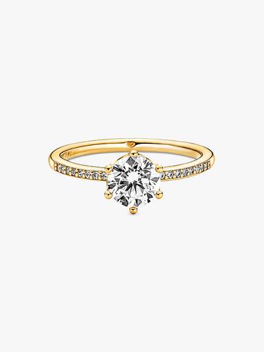 Transparante Sprankelende Kroon Solitaire Ring